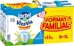 Lait uht 1% Mat. Gr. Vita Vie 12 vitamines format familial - LACTEL