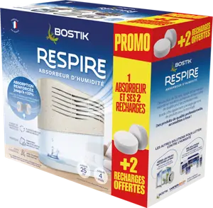 ABSORBEUR D'HUMIDITÉ + 4 TABS "RESPIRE" - BOSTIK