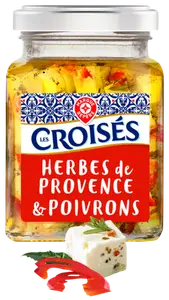 DÉS DE FROMAGE AUX HERBES DE PROVENCE ET POIVRONS ROUGES 60% MAT.GR. - LES CROISÉS