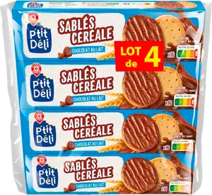SABLÉS CÉRÉALE CHOCOLAT AU LAIT LOT DE 4 - P'TIT DÉLI