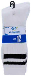 LOT DE 12 PAIRES DE CHAUSSETTES SPORT HOMME - ECO+