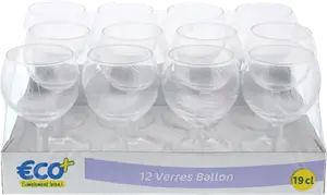 LOT DE 12 VERRES BALLON 19 CL - ECO+