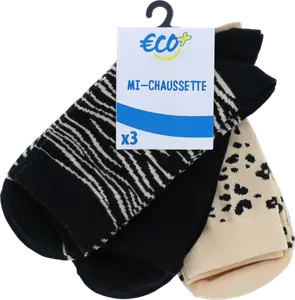 LOT DE 3 PAIRES DE CHAUSSETTES FANTAISIE FEMME - ECO+