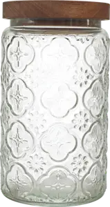 BOCAL À RELIEFS AVEC COUVERCLE 100CL - HOME DECO FACTORY