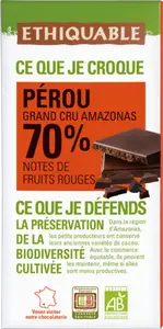 TABLETTE DE CHOCOLAT NOIR BIO - ÉTHIQUABLE