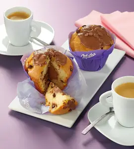2 Muffins au cœur fourrés chocolat "Milka"