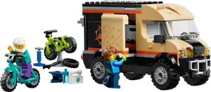1. Le camping-car d'aventures et ses VTT 2. LA COURSE POURSUITE EN BATEAU DE POLICE 3. LE CAMPING-CAR D'AVENTURES - LEGO