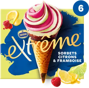 6 Cônes glacés Sorbets Citrons et Framboise - EXTRÊME