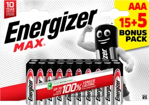 Lot de 15 + 5 piles Energizer max AAA CHP