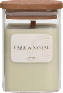 BOUGIE CRÉPITANTE PARFUMÉE "FIGUE ET SANTAL" AVEC COUVERCLE