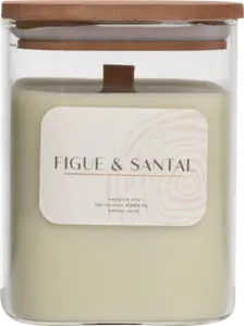 BOUGIE CRÉPITANTE PARFUMÉE "FIGUE ET SANTAL" AVEC COUVERCLE