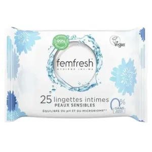 Lingettes intimes peaux sensibles 25 unites - FEMFRESH