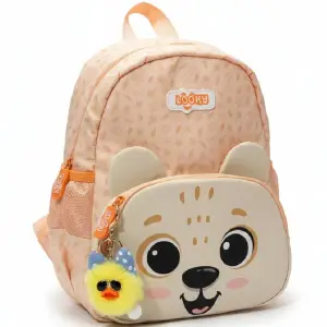 Sac à dos fille 30cm 2 poches satin avec oreilles animaux
