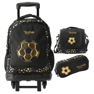 Set trolley 3 en 1 garçon foot + trousse 2 zips - TEENPACK