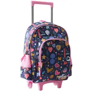 Trolley Kids 37 cm roues lumineuses fille cœur bleu
