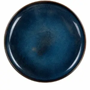 Assiette plate en porcelaine bleue 28cm