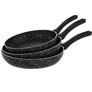 Set de 3 poêles en granit 18/22/26 cm noir - HASCEVHER