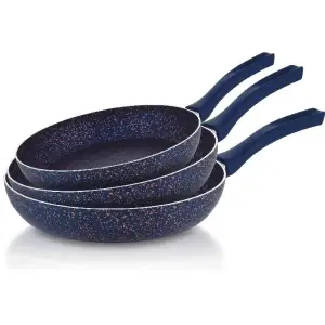 Set de 3 poêles en granit 18/22/26 cm bleu - HASCEVHER