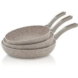 Set de 3 poêles en granit 18/22/26 cm marron - HASCEVHER