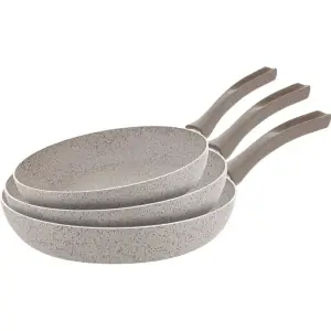 Set de 3 poêles en granit 18/22/26 cm beige - HASCEVHER