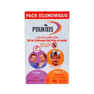 Kit de traitement anti poux et lentes à partir de 2 ans 150ml+250ml - POUKIDS