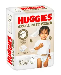 Couches bébé extra care taille 5(12-22Kg) x34 pièces - HUGGIES