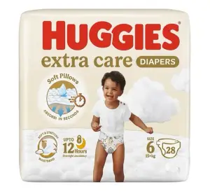 Couches bébé extra care taille 6 (15+Kg) 28 unités - HUGGIES