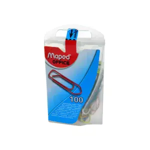 Boîte de 100 trombonnes en acier laqué 25mm coloris assortis - MAPED