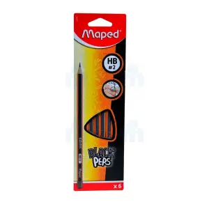 Crayons Triangulaires Graphite HB2 Black'Peps x6 - MAPED
