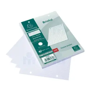 Fiches bristol perforées petits carreaux 5x5 14,8x21cm x50 - EXACOMPTA