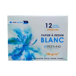 Papier à dessin blanc x12 24x32cm 180g/m² - BLEU MARINE