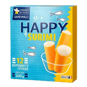 Bâtonnets surimi x12 saveur crabe 200g - SAINT MALO
