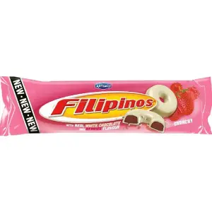 Biscuits saveur fruits rouges enrobés au chocolat blanc 120g - FILIPINOS