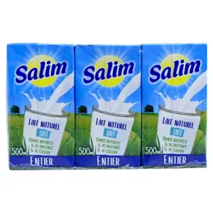 Lait stérilisé UHT entier 6x500ml - SALIM