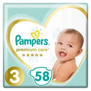 Couches Bébé 6-10Kg Taille 3 Premium Protection x58 unités - PAMPERS