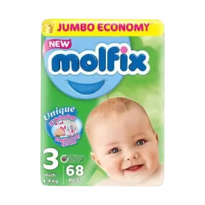 Couches bébé jumbo economy taille 3 midi x68pcs - MOLFIX