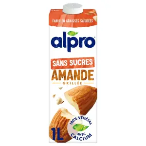 Lait végétal UHT d'amande grillée sans sucres 100% végétal 1L - ALPRO