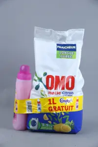 Lessive Matic citron 5,5Kg + adoucissant comfort 1L - OMO
