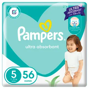 Couches Bébé ultra absorbantes Mainline Taille 5(11-25Kg) x56 unités - PAMPERS