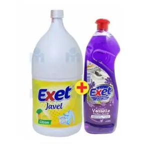 Eau de javel citron 2,5Kg + Liquide vaisselle 1,25L - EXET