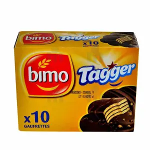 Gaufrettes fourées et enrobées au cacao Tagger 10x22g - BIMO