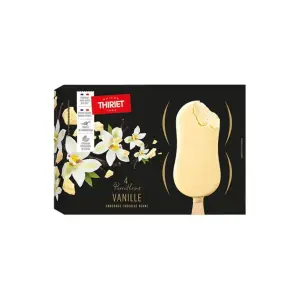 Thiriet bâtonnets de glace parenthèses vanille enrobage chocolat blanc 4x100ml