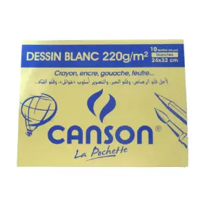 Pochette 10 feuilles de dessin 24x32cm 220g - CANSON