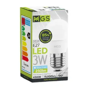 Ampoule LED G45 3W E27 lumière blanche - MGS