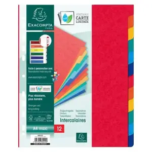 12 Intercalaires Xl 230X297Cm Coul Assrt Vive Exa EXACOMPTA