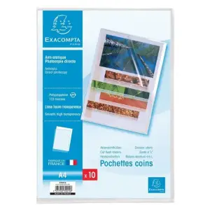 10 Pochettes Coins 210X297 Polypropylene Exacompt EXACOMPTA