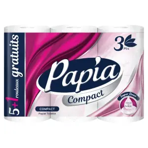 Papier hygiénique compact 3 plis x6 rouleaux - PAPIA