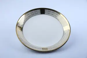 Assiette plate en porcelaine 30,5 cm avec rebord doré RLGR