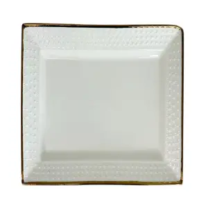 Assiette plate rectangulaire en porcelaine blanche 36x21,8cm