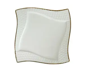 Assiette plate carrée en porc blanche 25,5cm
